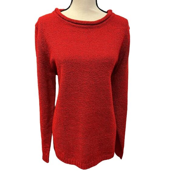 NWOT Vintage Bobbie Brooks Women’s XL Tight Knit Sweater Red Free Shipping! - Picture 2 of 3